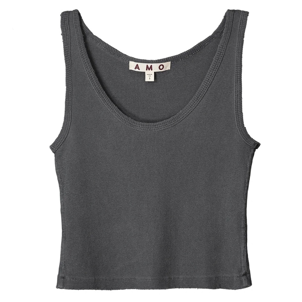 AMO Charcoal Gray Ribbed Tank Top